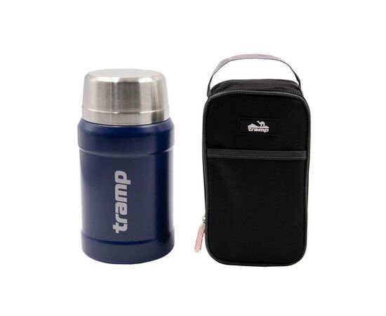Термос Tramp с широким горлом в чехле 0.8 л Blue (TRC-132-blue)