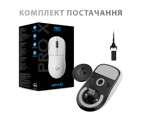 Мишка Logitech G Pro X Superlight Wireless White (910-005942), зображення 10 Мишка Logitech G Pro X Superlight Wireless White (910-005942), зображення 10