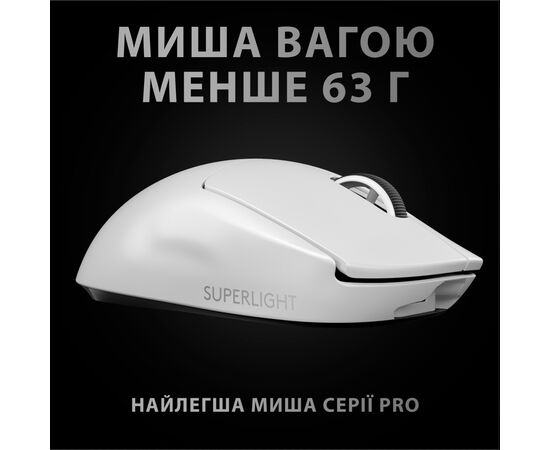 Мишка Logitech G Pro X Superlight Wireless White (910-005942), зображення 3 Мишка Logitech G Pro X Superlight Wireless White (910-005942), зображення 3