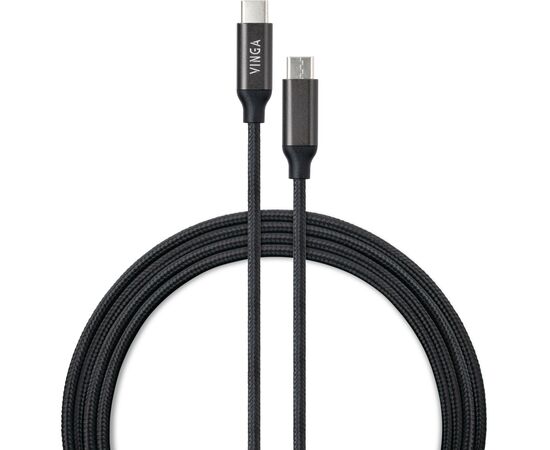 Дата кабель USB Type-C to Type-C 1.0m 100W E-Mark Chip Nylon Vinga (VCPCTC100BK)