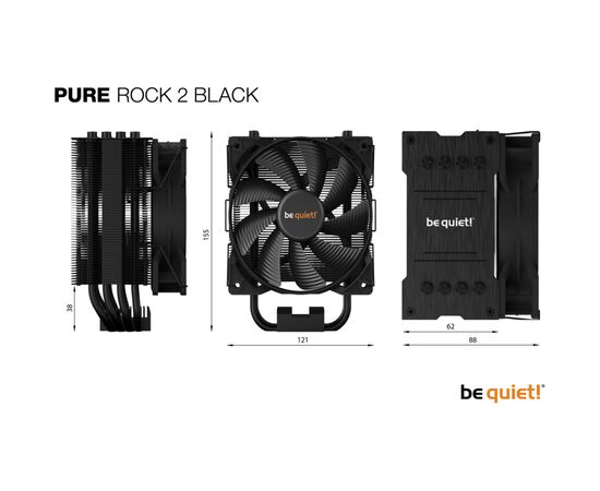 Кулер до процесора Be quiet! Pure Rock 2 Black (BK007), зображення 7