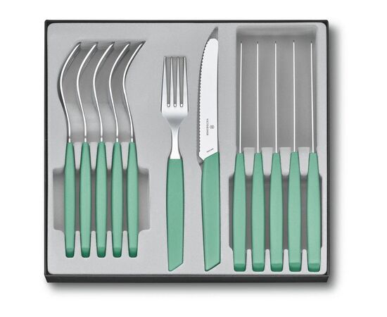 Набор столовых приборов Victorinox Swiss Modern Table Set 12 шт Tomato Mint (6.9096.11W41.12)