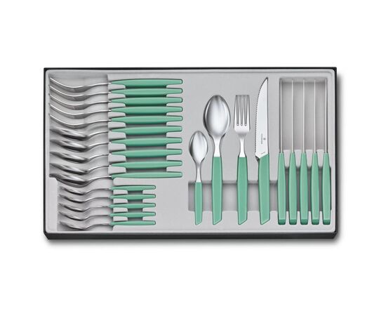 Набір столових приборів Victorinox Swiss Modern Table Set 24 шт Steak Mint (6.9096.12W41.24)