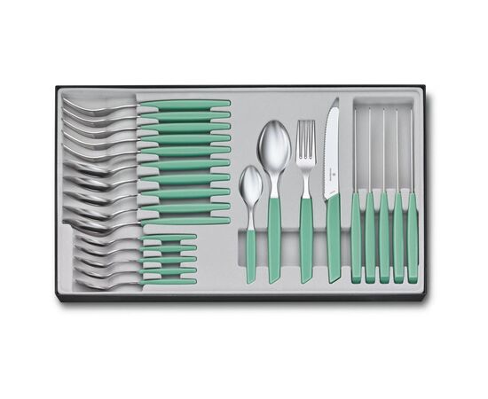 Набір столових приборів Victorinox Swiss Modern Table Set 24 шт Tomato Mint (6.9096.11W41.24)