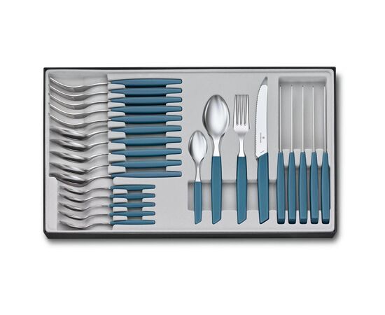 Набір столових приборів Victorinox Swiss Modern Table Set 24 шт Tomato Blue (6.9096.11W2.24)
