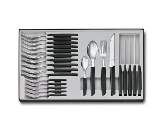 Набор столовых приборов Victorinox Swiss Modern Table Set 24 шт Steak Black (6.9093.12W.24)