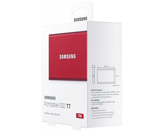 Накопитель SSD USB 3.2 1TB T7 Samsung (MU-PC1T0R/WW), изображение 9 Накопитель SSD USB 3.2 1TB T7 Samsung (MU-PC1T0R/WW), изображение 9