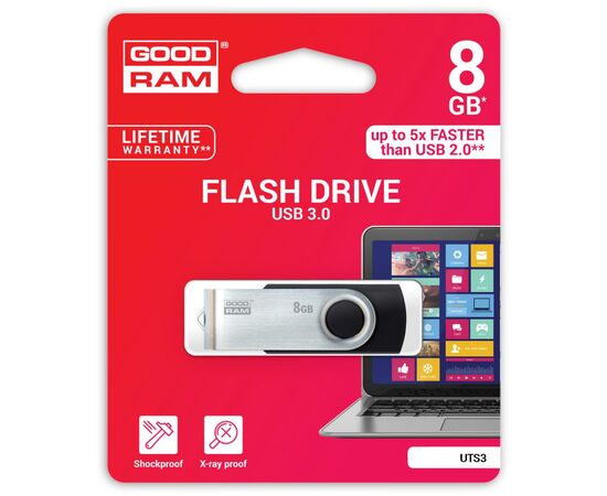 USB флеш накопитель Goodram 8GB UTS3 (Twister) Black USB 3.0 (UTS3-0080K0R11), изображение 2 USB флеш накопитель Goodram 8GB UTS3 (Twister) Black USB 3.0 (UTS3-0080K0R11), изображение 2