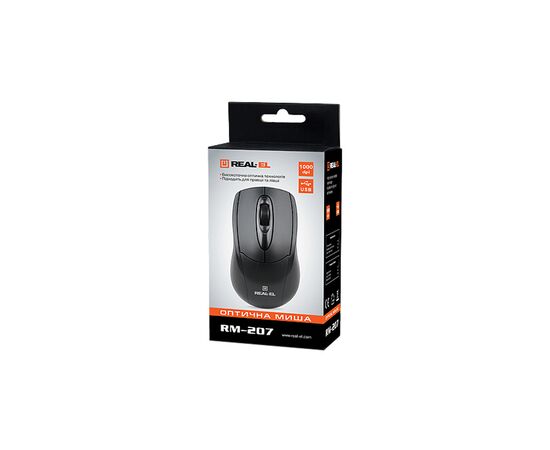 Мышка REAL-EL RM-207, USB, black, изображение 4 Мышка REAL-EL RM-207, USB, black, изображение 4