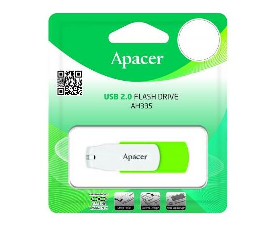USB флеш накопитель Apacer 32GB AH335 Green USB 2.0 (AP32GAH335G-1), изображение 4 USB флеш накопитель Apacer 32GB AH335 Green USB 2.0 (AP32GAH335G-1), изображение 4