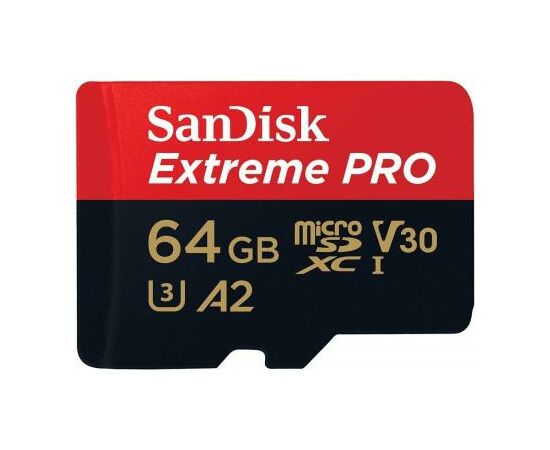 Карта памяти SanDisk 64GB microSDXC class 10 UHS-I U3 Extreme Pro V30 (SDSQXCY-064G-GN6MA), изображение 2 Карта памяти SanDisk 64GB microSDXC class 10 UHS-I U3 Extreme Pro V30 (SDSQXCY-064G-GN6MA), изображение 2