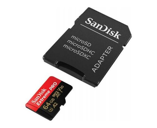 Карта памяти SanDisk 64GB microSDXC class 10 UHS-I U3 Extreme Pro V30 (SDSQXCY-064G-GN6MA), изображение 3 Карта памяти SanDisk 64GB microSDXC class 10 UHS-I U3 Extreme Pro V30 (SDSQXCY-064G-GN6MA), изображение 3