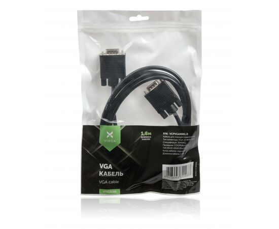 Кабель мультимедийный VGA 1.8m Vinga (VCPVGAMM1.8), изображение 4 Кабель мультимедийный VGA 1.8m Vinga (VCPVGAMM1.8), изображение 4