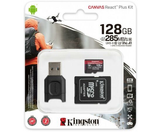 Карта памяти Kingston 128GB microSDXC class 10 Canvas React+ (MLPMR2/128GB), изображение 3 Карта памяти Kingston 128GB microSDXC class 10 Canvas React+ (MLPMR2/128GB), изображение 3