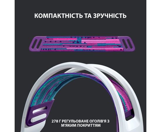 Наушники Logitech G733 Lightspeed Wireless RGB Gaming Headset White (981-000883), изображение 2 Наушники Logitech G733 Lightspeed Wireless RGB Gaming Headset White (981-000883), изображение 2