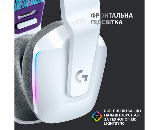 Наушники Logitech G733 Lightspeed Wireless RGB Gaming Headset White (981-000883), изображение 4 Наушники Logitech G733 Lightspeed Wireless RGB Gaming Headset White (981-000883), изображение 4