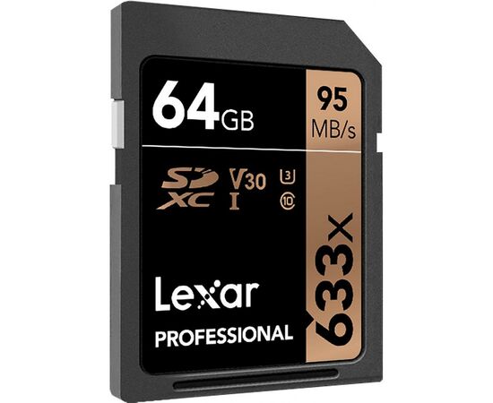 Карта памяти Lexar 64GB SDXC class 10 UHS-I U3 V30 633x Professional (LSD64GCB633), изображение 2 Карта памяти Lexar 64GB SDXC class 10 UHS-I U3 V30 633x Professional (LSD64GCB633), изображение 2