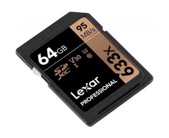 Карта памяти Lexar 64GB SDXC class 10 UHS-I U3 V30 633x Professional (LSD64GCB633), изображение 3 Карта памяти Lexar 64GB SDXC class 10 UHS-I U3 V30 633x Professional (LSD64GCB633), изображение 3