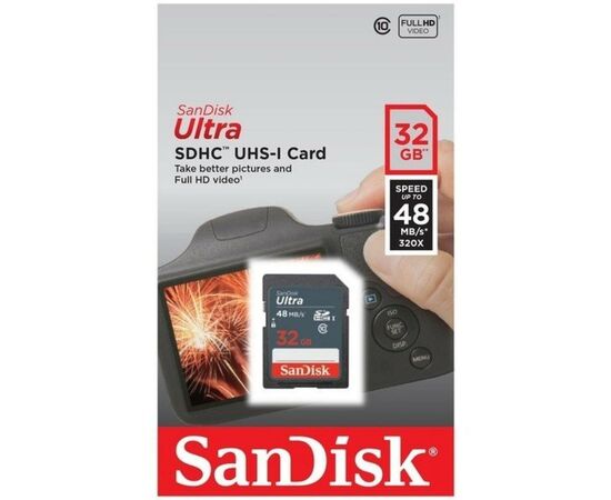 Карта памяти SanDisk 32GB SDHC class 10 UHS-I Ultra Lite (SDSDUNR-032G-GN3IN), изображение 3 Карта памяти SanDisk 32GB SDHC class 10 UHS-I Ultra Lite (SDSDUNR-032G-GN3IN), изображение 3