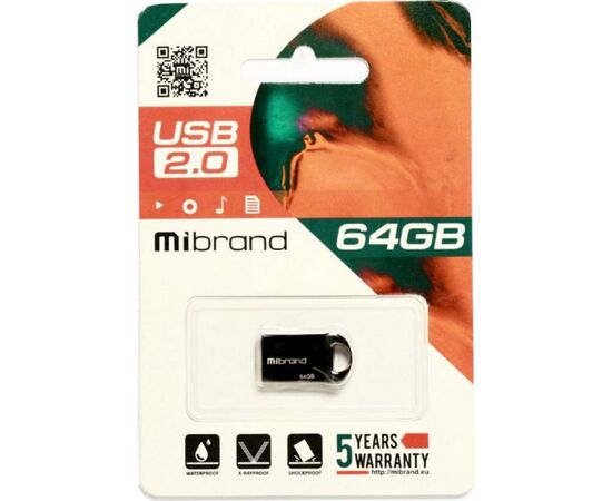 USB флеш накопитель Mibrand 64GB Hawk Black USB 2.0 (MI2.0/HA64M1B), изображение 2 USB флеш накопитель Mibrand 64GB Hawk Black USB 2.0 (MI2.0/HA64M1B), изображение 2
