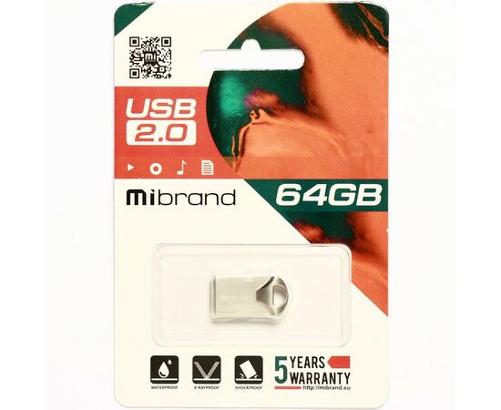 USB флеш накопитель Mibrand 64GB Hawk Silver USB 2.0 (MI2.0/HA64M1S), изображение 2 USB флеш накопитель Mibrand 64GB Hawk Silver USB 2.0 (MI2.0/HA64M1S), изображение 2