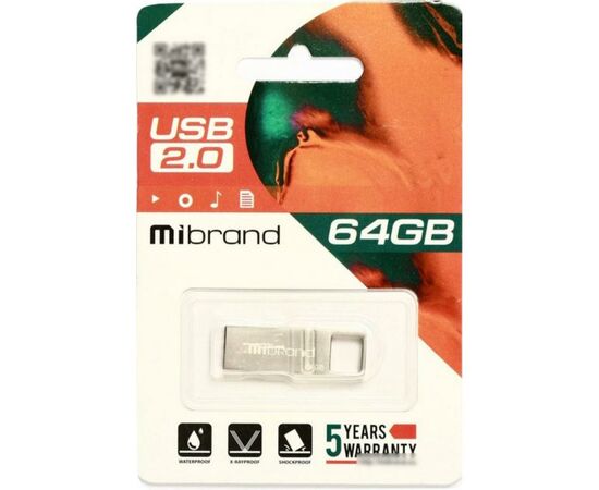 USB флеш накопитель Mibrand 64GB Shark Silver USB 2.0 (MI2.0/SH64U4S), изображение 2 USB флеш накопитель Mibrand 64GB Shark Silver USB 2.0 (MI2.0/SH64U4S), изображение 2