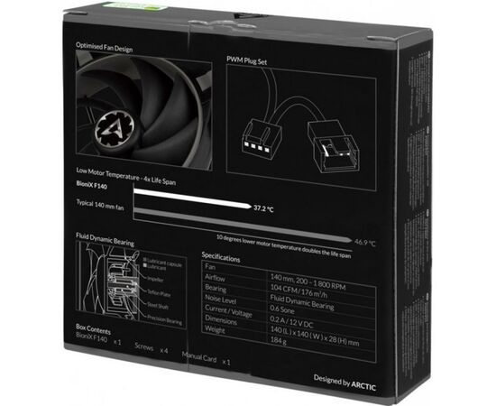 Кулер для корпуса Arctic BioniX F140 Grey (ACFAN00161A), изображение 6 Кулер для корпуса Arctic BioniX F140 Grey (ACFAN00161A), изображение 6