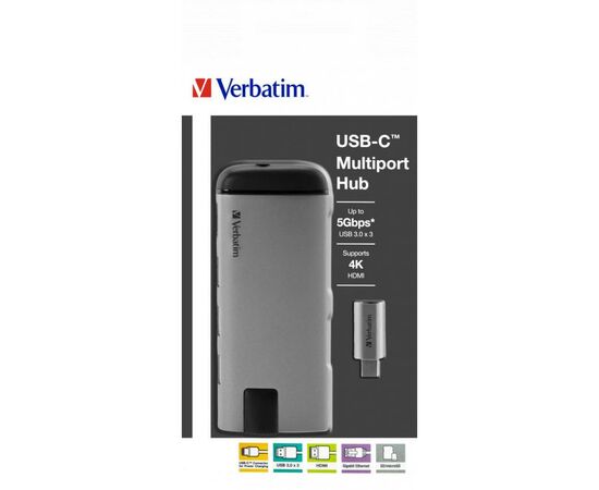 Концентратор Verbatim USB-C to U3.1G1/U3.0/HDMI/SD/mSD/RJ45 (49142), зображення 5 Концентратор Verbatim USB-C to U3.1G1/U3.0/HDMI/SD/mSD/RJ45 (49142), зображення 5