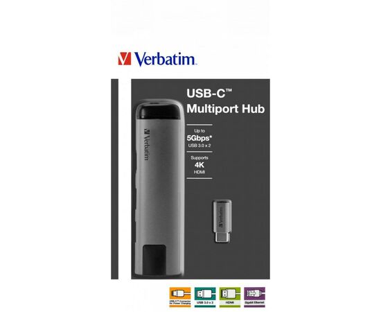 Концентратор Verbatim USB-C to U3.1G1/U3.0x2/HDMI/RJ45 (49141), зображення 4 Концентратор Verbatim USB-C to U3.1G1/U3.0x2/HDMI/RJ45 (49141), зображення 4
