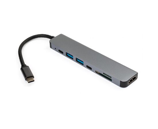 Концентратор Vinga Type-C to 4K HDMI+2*USB3.0+SD+TF+PD+USB-C 3.1 Gen1 aluminium (VCPHTC7AL), изображение 2 Концентратор Vinga Type-C to 4K HDMI+2*USB3.0+SD+TF+PD+USB-C 3.1 Gen1 aluminium (VCPHTC7AL), изображение 2