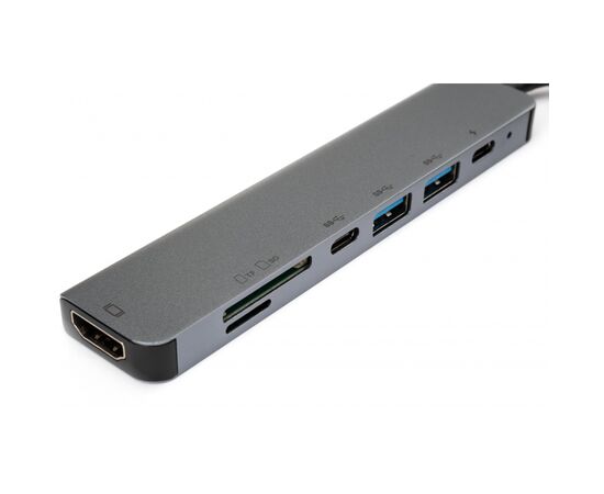 Концентратор Vinga Type-C to 4K HDMI+2*USB3.0+SD+TF+PD+USB-C 3.1 Gen1 aluminium (VCPHTC7AL), изображение 3 Концентратор Vinga Type-C to 4K HDMI+2*USB3.0+SD+TF+PD+USB-C 3.1 Gen1 aluminium (VCPHTC7AL), изображение 3