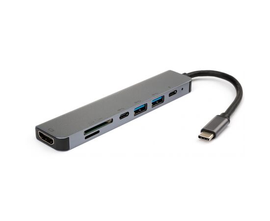 Концентратор Vinga Type-C to 4K HDMI+2*USB3.0+SD+TF+PD+USB-C 3.1 Gen1 aluminium (VCPHTC7AL)
