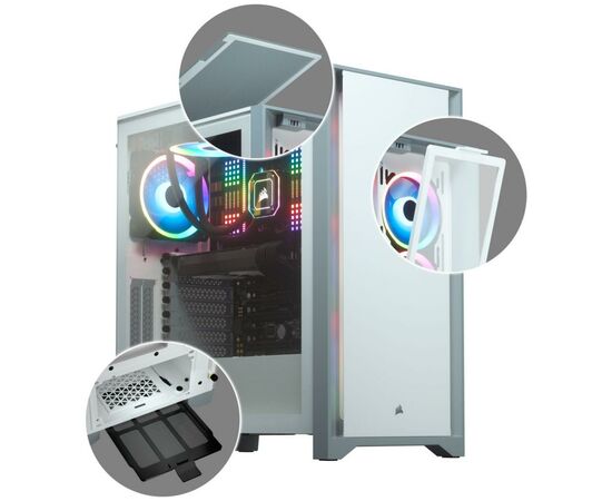 Корпус Corsair 4000D Tempered Glass White (CC-9011199-WW), изображение 10