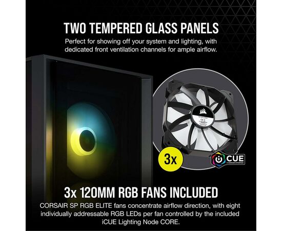 Корпус Corsair iCUE 4000X RGB Tempered Glass Black (CC-9011204-WW), изображение 9