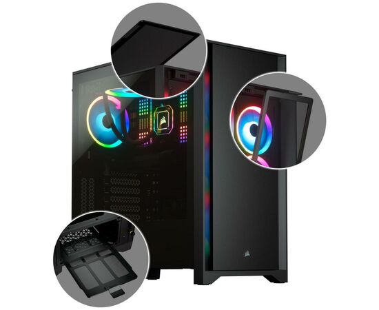 Корпус Corsair 4000D Tempered Glass Black (CC-9011198-WW), изображение 10 Корпус Corsair 4000D Tempered Glass Black (CC-9011198-WW), изображение 10