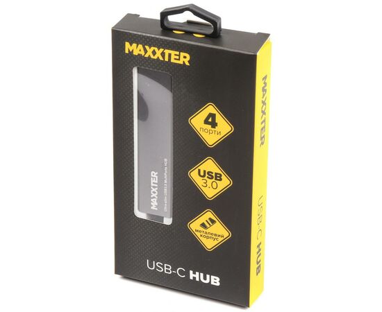 Концентратор Maxxter USB 3.0 Type-C 4 ports grey (HU3С-4P-02), изображение 3 Концентратор Maxxter USB 3.0 Type-C 4 ports grey (HU3С-4P-02), изображение 3