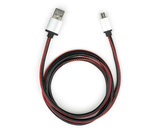 Дата кабель USB 2.0 AM to Micro 5P 1m pu leather black Vinga (VCPDCMLS1BK)