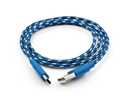 Дата кабель USB 2.0 AM to Type-C 2color nylon 1m blue Vinga (VCPDCTCNB31B), зображення 2 Дата кабель USB 2.0 AM to Type-C 2color nylon 1m blue Vinga (VCPDCTCNB31B), зображення 2