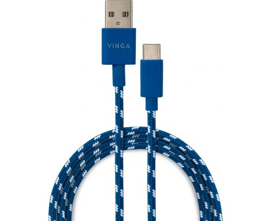 Дата кабель USB 2.0 AM to Type-C 2color nylon 1m blue Vinga (VCPDCTCNB31B)