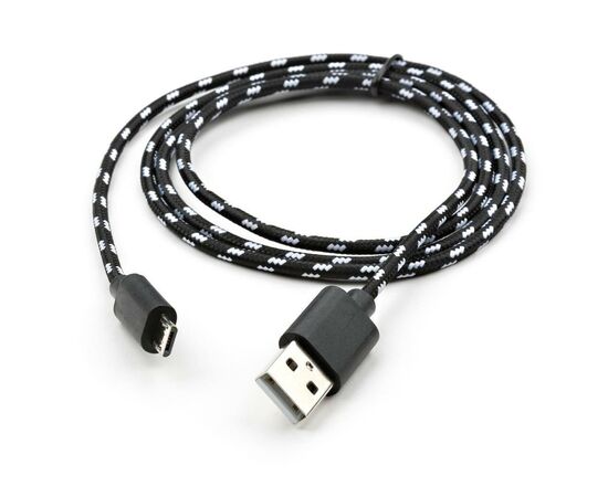 Дата кабель USB 2.0 AM to Micro 5P 2color nylon 1m black Vinga (VCPDCMBN31BK), изображение 3 Дата кабель USB 2.0 AM to Micro 5P 2color nylon 1m black Vinga (VCPDCMBN31BK), изображение 3