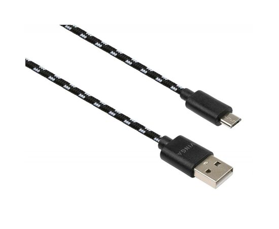 Дата кабель USB 2.0 AM to Micro 5P 2color nylon 1m black Vinga (VCPDCMBN31BK)