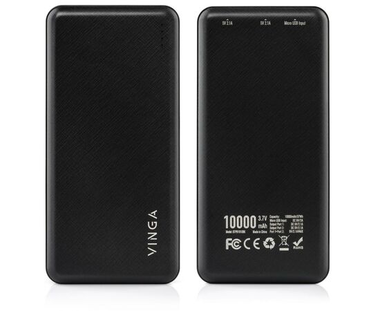 Батарея универсальная Vinga 10000 mAh black (BTPB1910BK), изображение 5 Батарея универсальная Vinga 10000 mAh black (BTPB1910BK), изображение 5