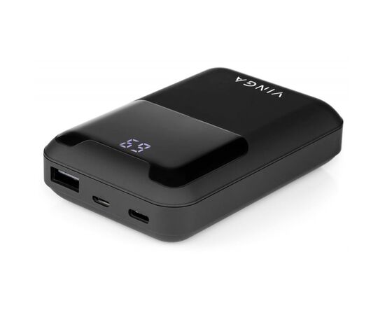 Батарея универсальная Vinga 10000 mAh Display soft touch black (BTPB0310LEDROBK), изображение 2 Батарея универсальная Vinga 10000 mAh Display soft touch black (BTPB0310LEDROBK), изображение 2