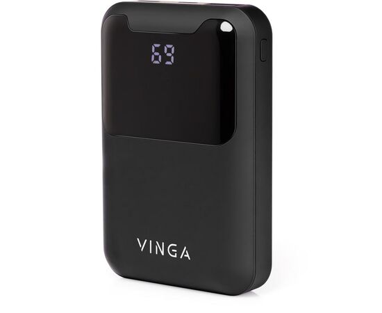 Батарея універсальна Vinga 10000 mAh Display soft touch black (BTPB0310LEDROBK)