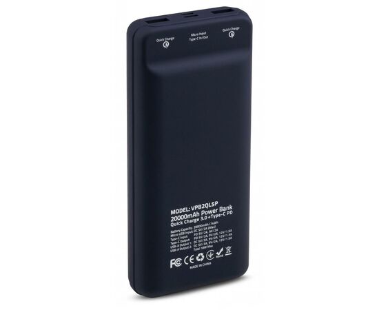 Батарея универсальная Vinga 20000 mAh QC3.0 Display soft touch purple (VPB2QLSP), изображение 2 Батарея универсальная Vinga 20000 mAh QC3.0 Display soft touch purple (VPB2QLSP), изображение 2