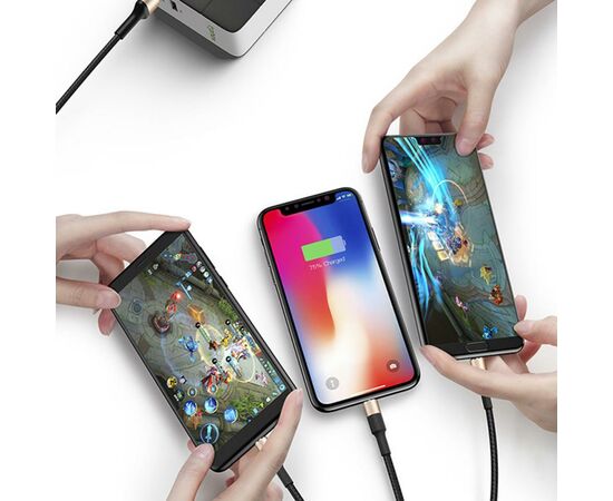 Дата кабель USB 2.0 AM to Lightning + Micro 5P + Type-C 1.2m T-F815 T-Phox (T-F815 Mix Black/Gold), изображение 6 Дата кабель USB 2.0 AM to Lightning + Micro 5P + Type-C 1.2m T-F815 T-Phox (T-F815 Mix Black/Gold), изображение 6