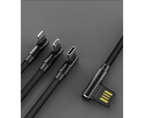Дата кабель USB 2.0 AM to Lightning + Micro 5P + Type-C 1.2m black XoKo (SC-340-BK), изображение 2