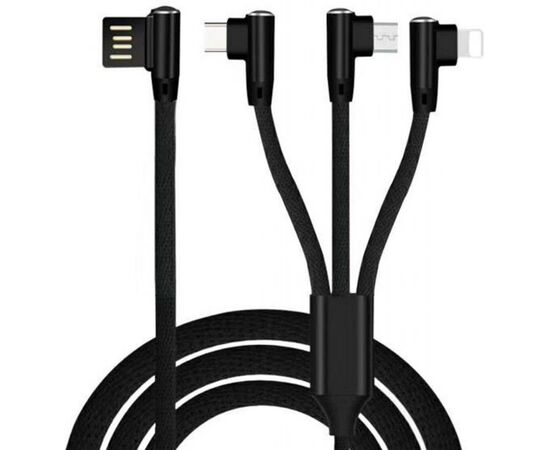 Дата кабель USB 2.0 AM to Lightning + Micro 5P + Type-C 1.2m black XoKo (SC-340-BK)