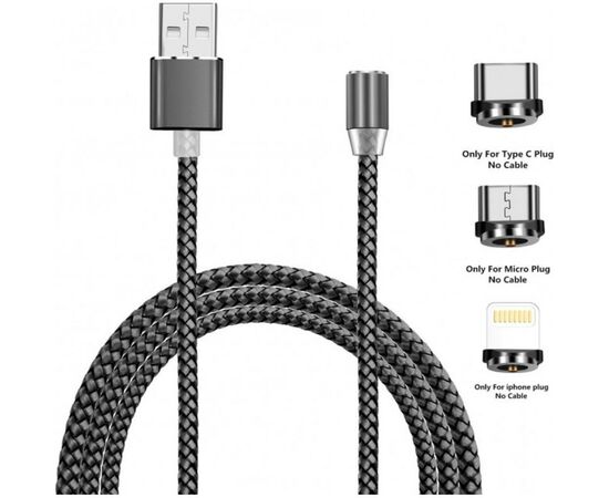 Дата кабель USB 2.0 AM to Lightning + Micro 5P + Type-C 1.2m Magneto gre XoKo (SC-350MGNT-GR)