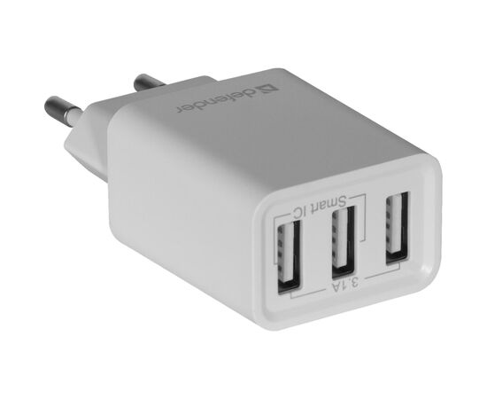 Зарядное устройство Defender UPA-31 white, 3xUSB, 5V / 3.1A (83587), изображение 2 Зарядное устройство Defender UPA-31 white, 3xUSB, 5V / 3.1A (83587), изображение 2